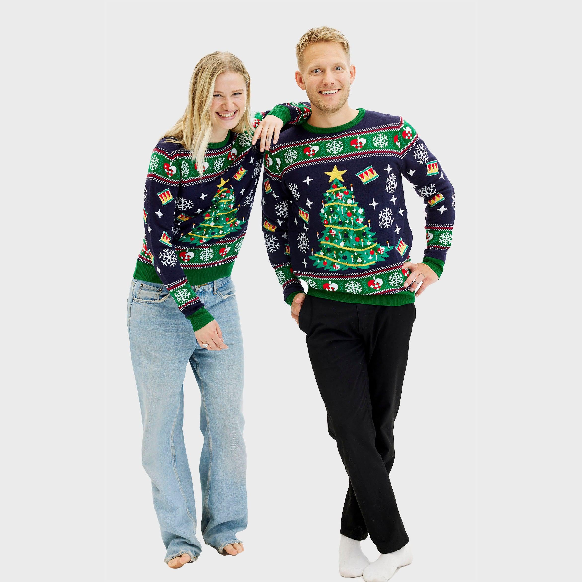 Pull De Noël De L'arbre LED Bleu - Homme
